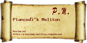 Plancsák Meliton névjegykártya